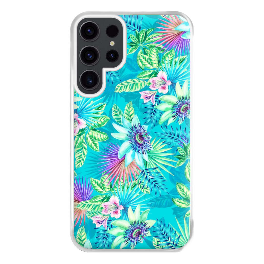 Blue Floral Pattern Phone Case for Galaxy S23 Ultra