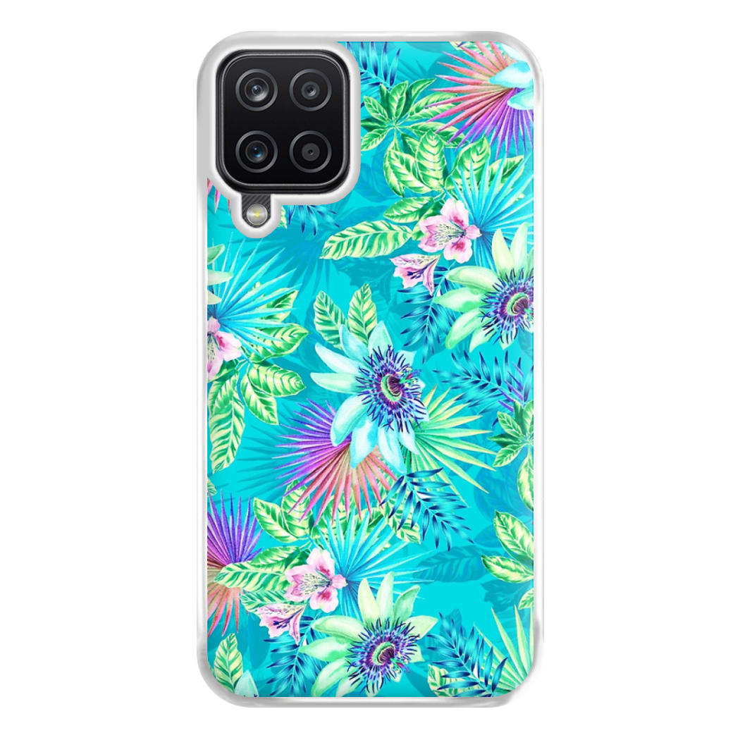 Blue Floral Pattern Phone Case for Galaxy A12