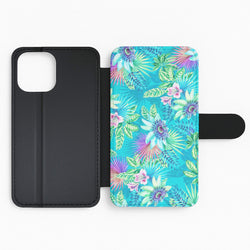 Blue Floral Pattern Flip Phone Case