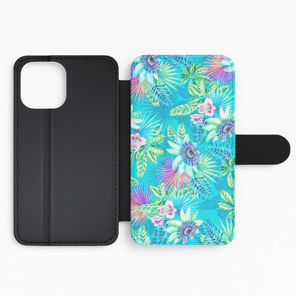 Blue Floral Pattern Flip Phone Case