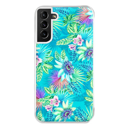 Blue Floral Pattern Phone Case for Galaxy S21 Plus