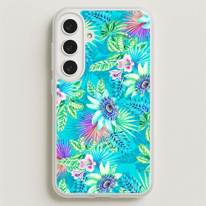 Blue Floral Pattern Phone Case for Galaxy S25FE