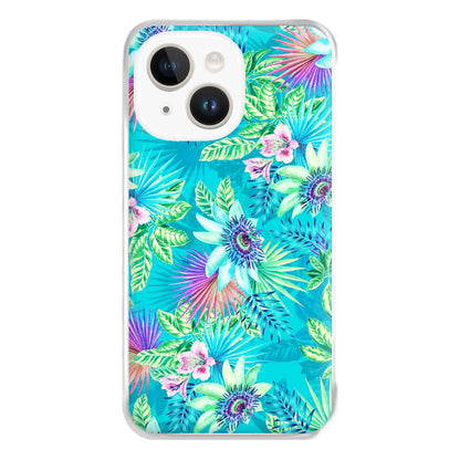 Blue Floral Pattern Phone Case for iPhone 14 Plus