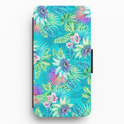 Blue Floral Pattern Flip / Wallet Phone Case 1