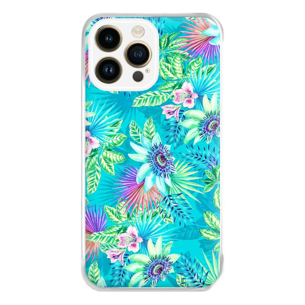 Blue Floral Pattern Phone Case for iPhone 14 Pro Max