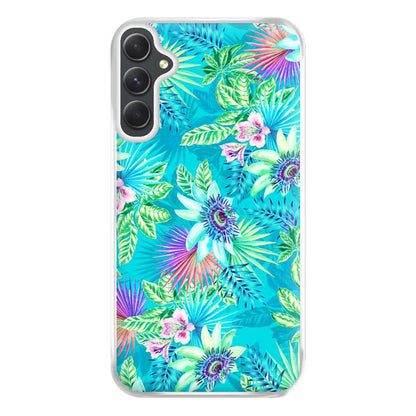 Blue Floral Pattern Phone Case for Galaxy A54