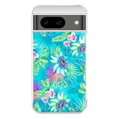 Blue Floral Pattern Phone Case for Google Pixel 8