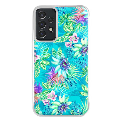 Blue Floral Pattern Phone Case for Galaxy A52 / A52s