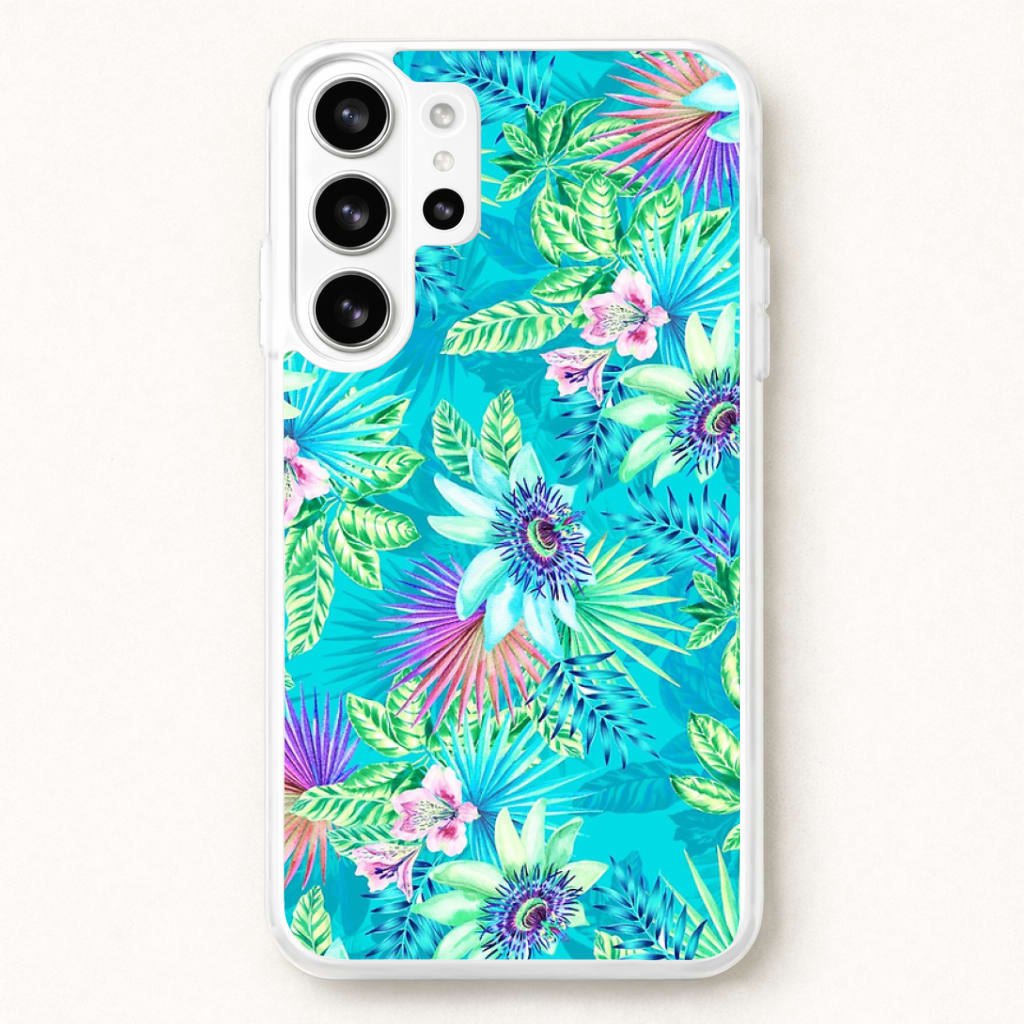 Blue Floral Pattern Phone Case for Galaxy S26 Ultra