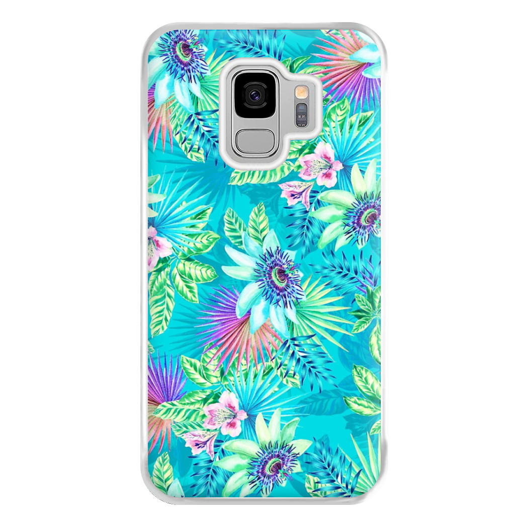 Blue Floral Pattern Phone Case for Galaxy S9 Plus