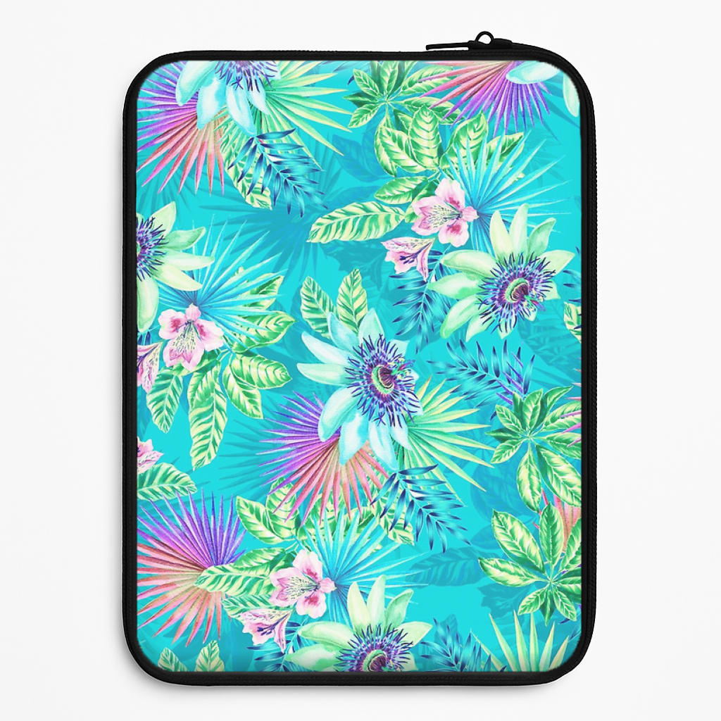 Blue Floral Pattern Laptop Sleeve
