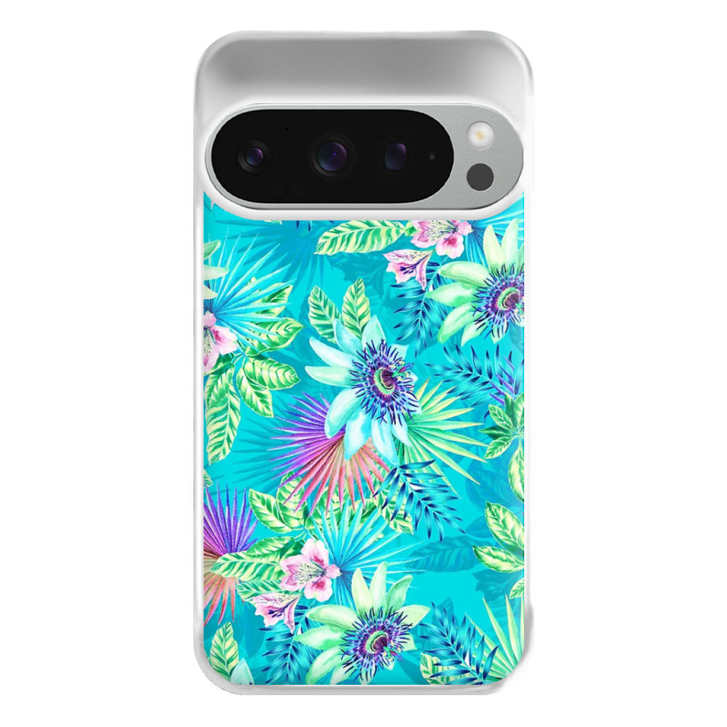 Blue Floral Pattern Phone Case for Google Pixel 9 Pro XL