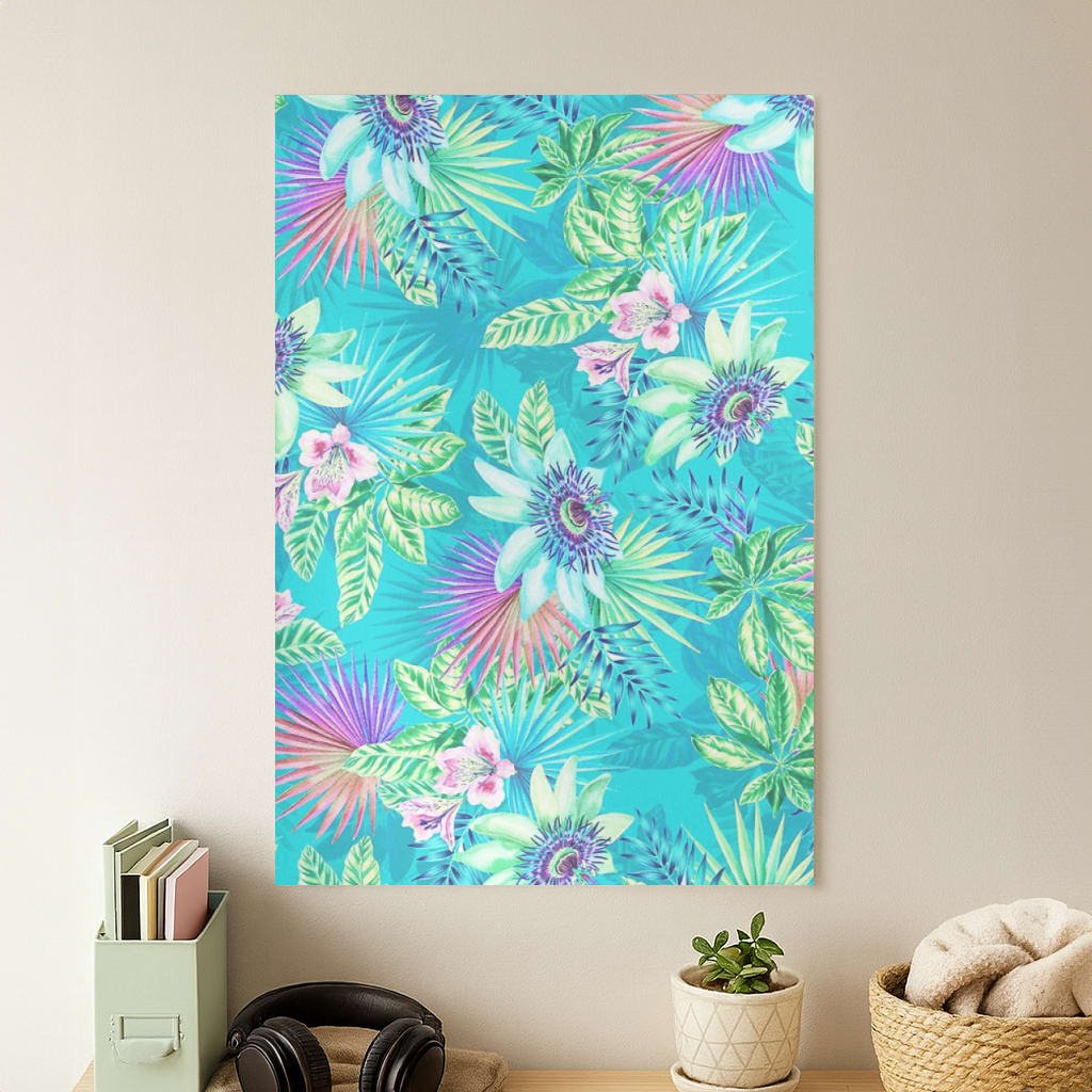 Blue Floral Pattern Poster