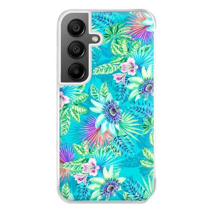 Blue Floral Pattern Phone Case for Galaxy A55