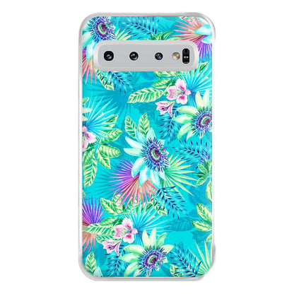 Blue Floral Pattern Phone Case for Galaxy S10 Plus