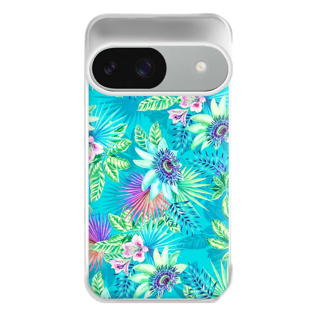 Blue Floral Pattern Phone Case for Google Pixel 9 / 9 Pro