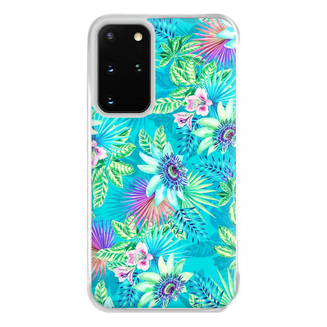 Blue Floral Pattern Phone Case for Galaxy S20 Plus