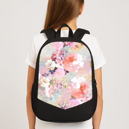 Pastel Pink Floral Pattern Large School Bag