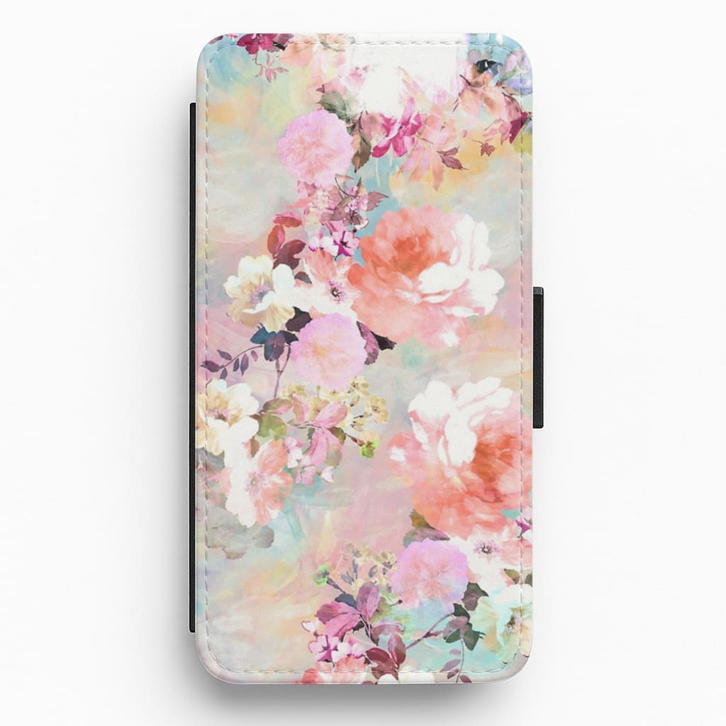 Pastel Pink Floral Pattern Flip / Wallet Phone Case