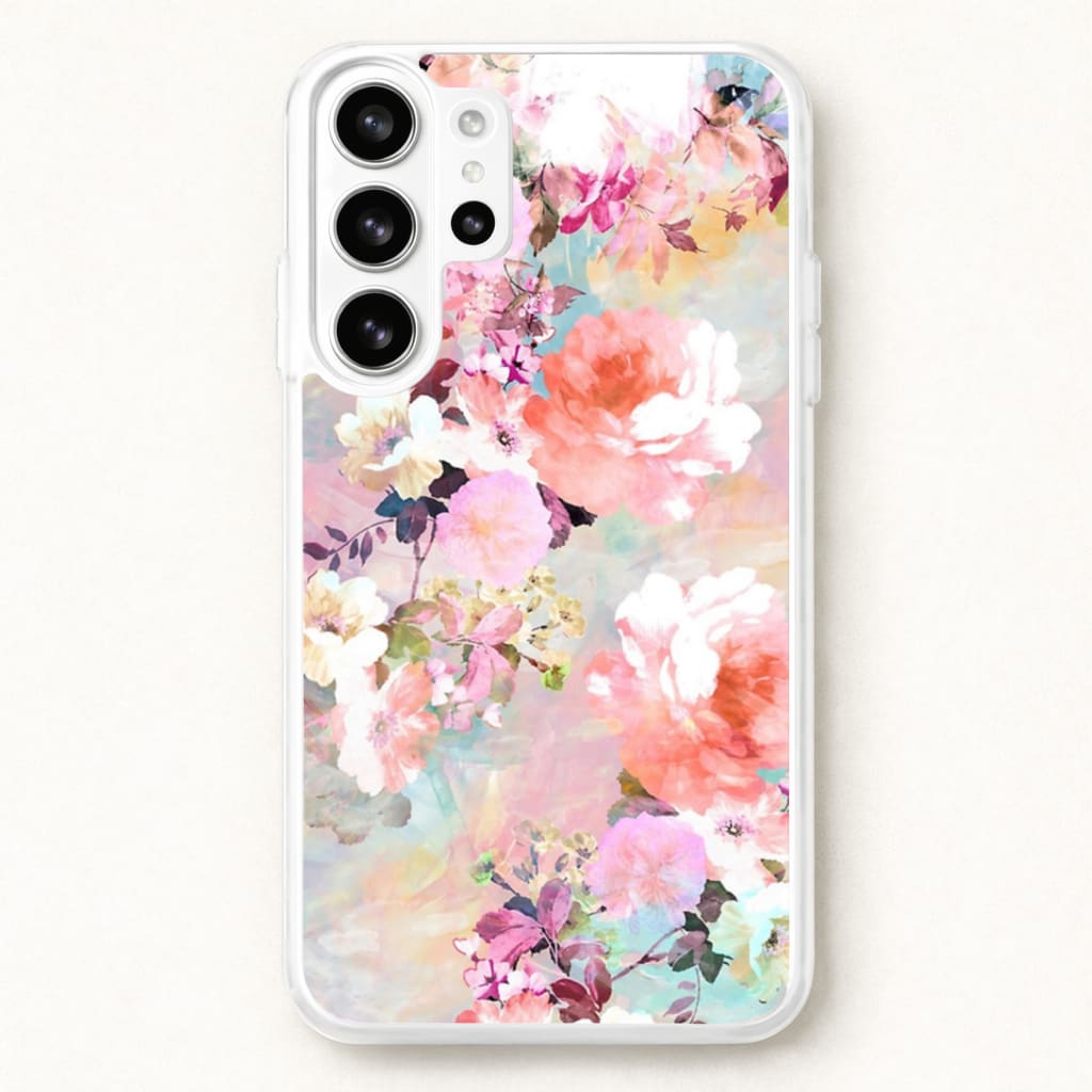 Pastel Pink Floral Pattern Phone Case for Galaxy S26 Ultra
