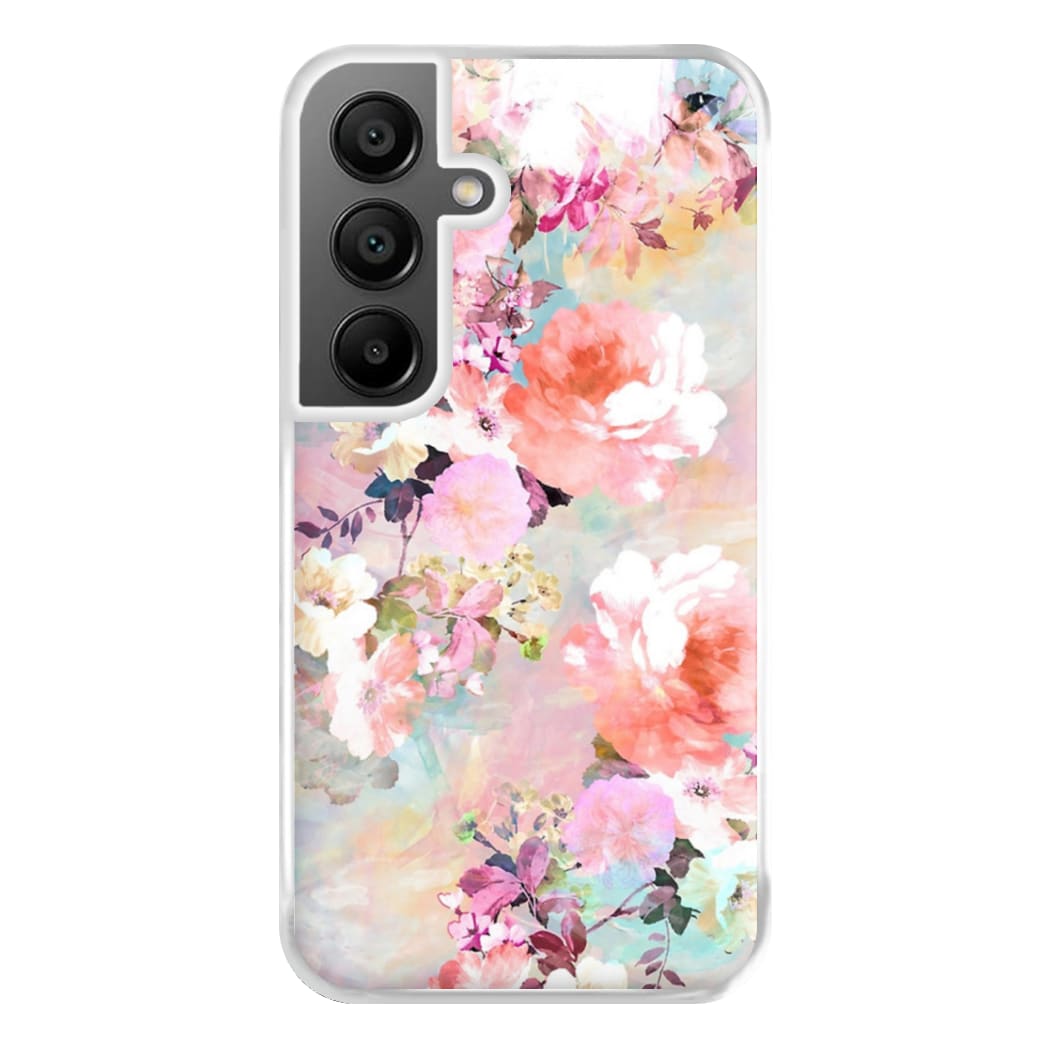 Pastel Pink Floral Pattern Phone Case for Galaxy A55