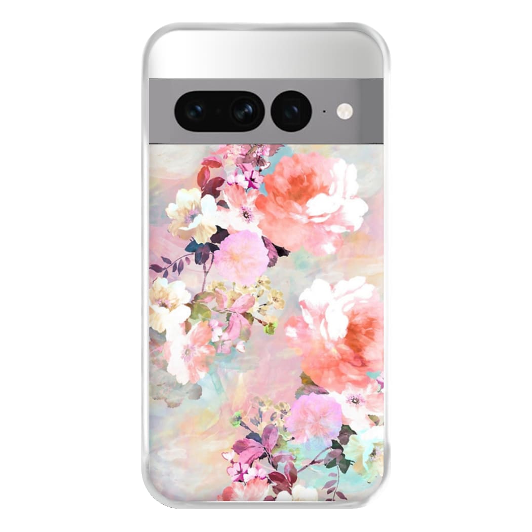 Pastel Pink Floral Pattern Phone Case for Google Pixel 7 Pro