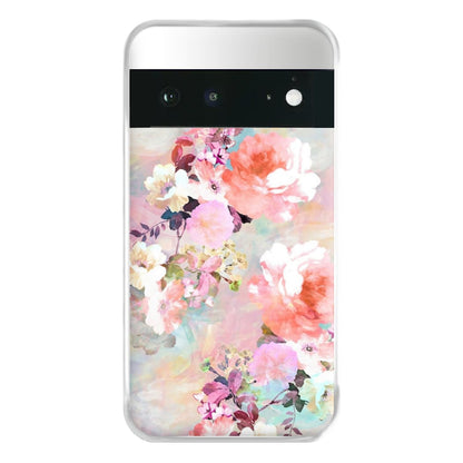 Pastel Pink Floral Pattern Phone Case for Google Pixel 6a