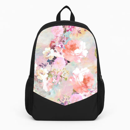 Pastel Pink Floral Pattern Large Backpack