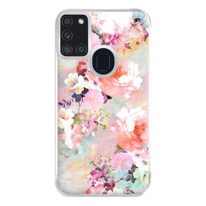 Pastel Pink Floral Pattern Phone Case for Galaxy A21s