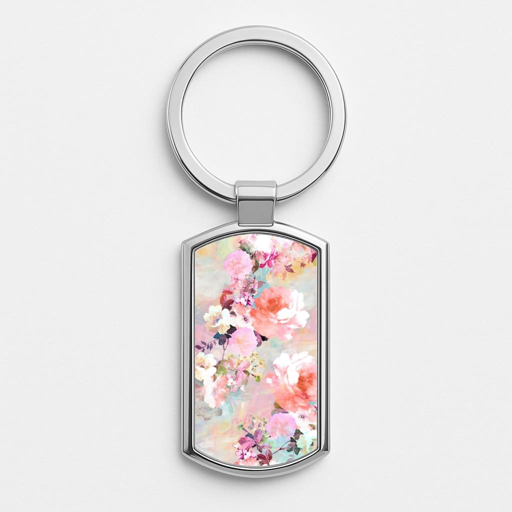 Pastel Pink Floral Pattern Luxury Keyring