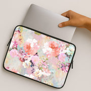Pastel Pink Floral Pattern Laptop Sleeve 2