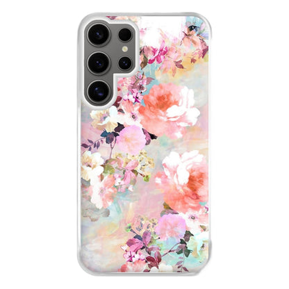 Pastel Pink Floral Pattern Phone Case for Galaxy S24 Ultra