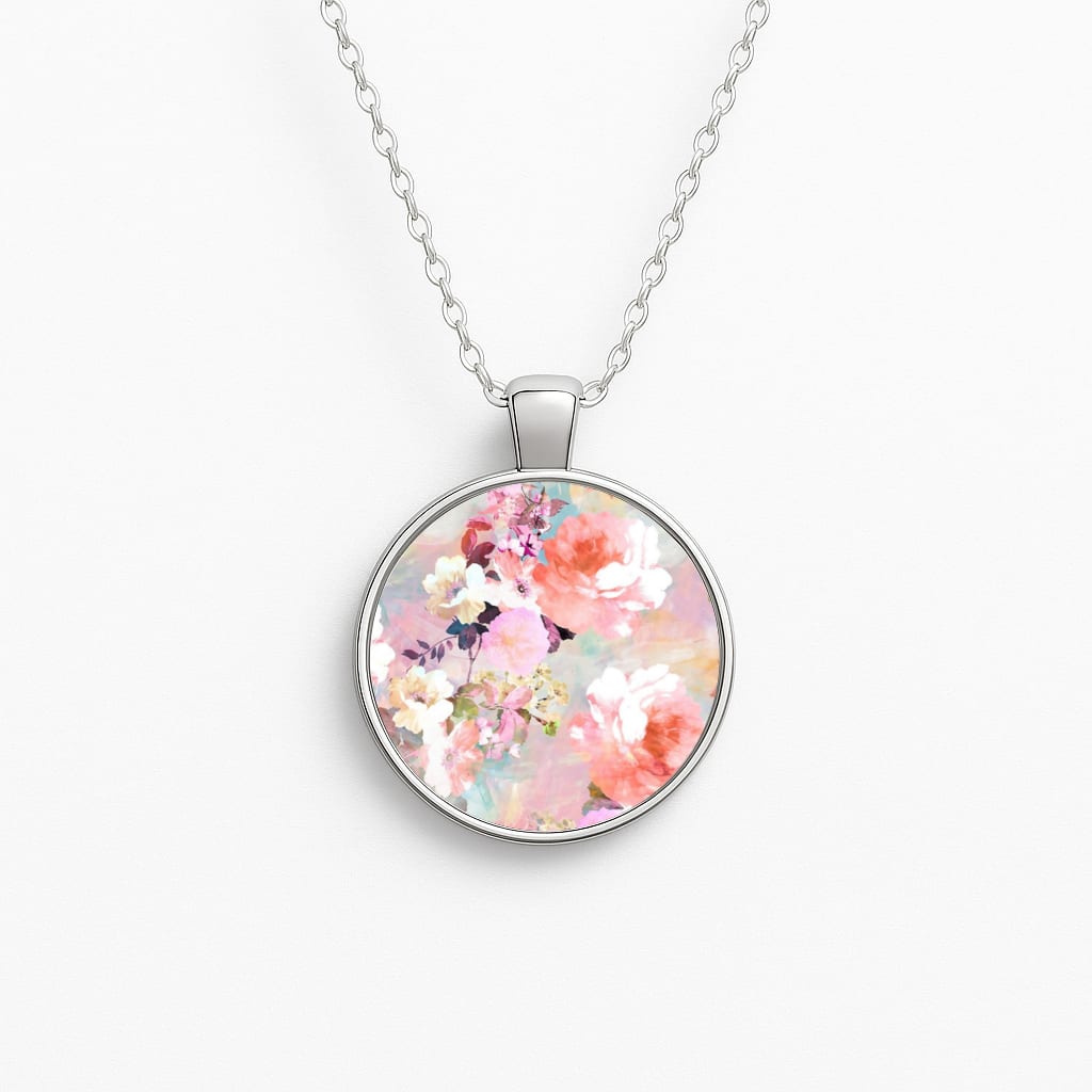 Pastel Pink Floral Pattern Necklace