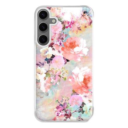 Pastel Pink Floral Pattern Phone Case for Galaxy S24FE