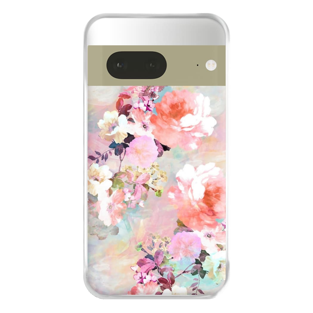 Pastel Pink Floral Pattern Phone Case for Google Pixel 7a