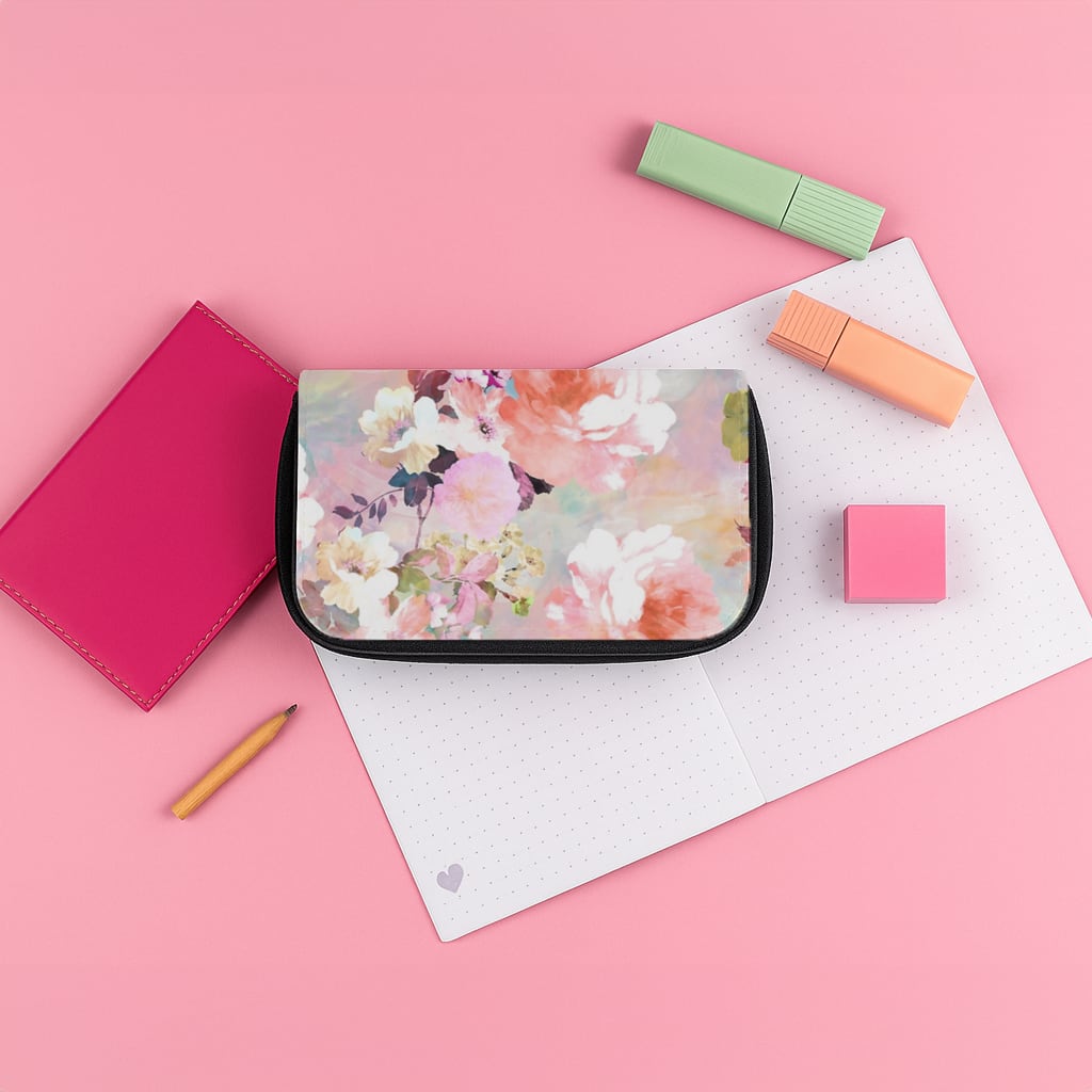 Pastel Pink Floral Pattern Pencil Case
