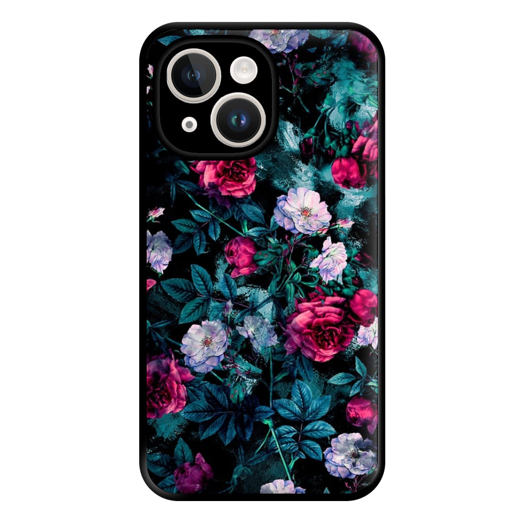 Black Floral Pattern Phone Case for iPhone 14 Plus