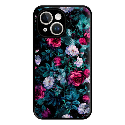 Black Floral Pattern Phone Case for iPhone 14 Plus