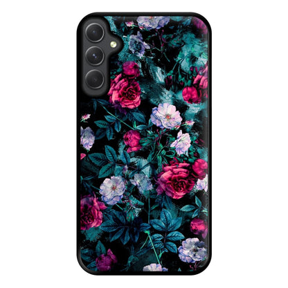 Black Floral Pattern Phone Case for Galaxy A14