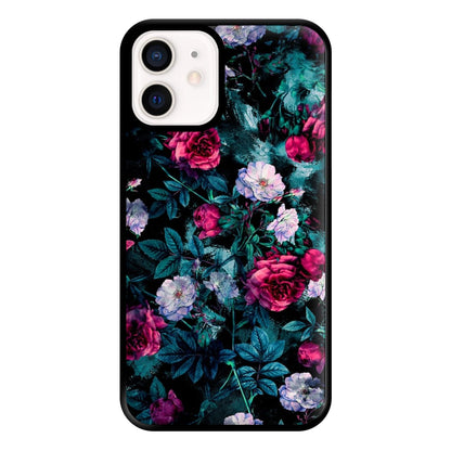 Black Floral Pattern Phone Case for iPhone 12 Mini