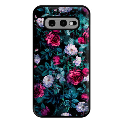 Black Floral Pattern Phone Case for Galaxy S10e