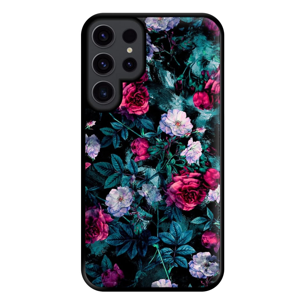 Black Floral Pattern Phone Case for Galaxy S23 Ultra