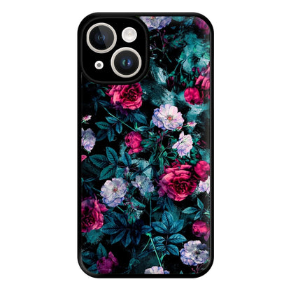 Black Floral Pattern Phone Case for iPhone 14