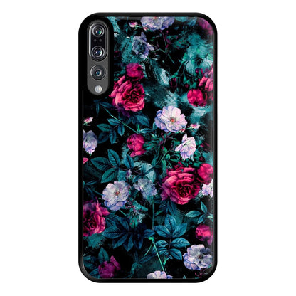 Black Floral Pattern Phone Case for Huawei P20 Pro