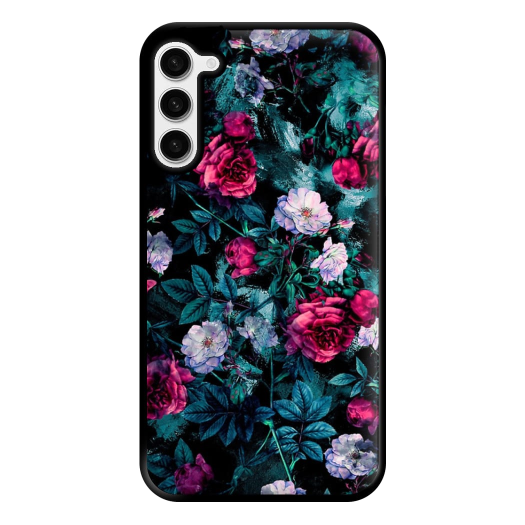 Black Floral Pattern Phone Case for Galaxy S23 Plus