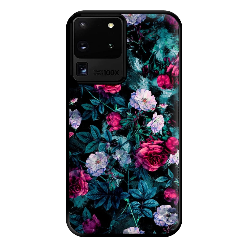 Black Floral Pattern Phone Case for Galaxy S20 Ultra