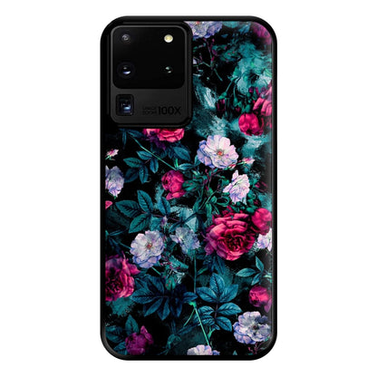 Black Floral Pattern Phone Case for Galaxy S20 Ultra