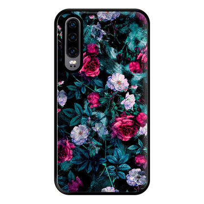 Black Floral Pattern Phone Case for Huawei P30