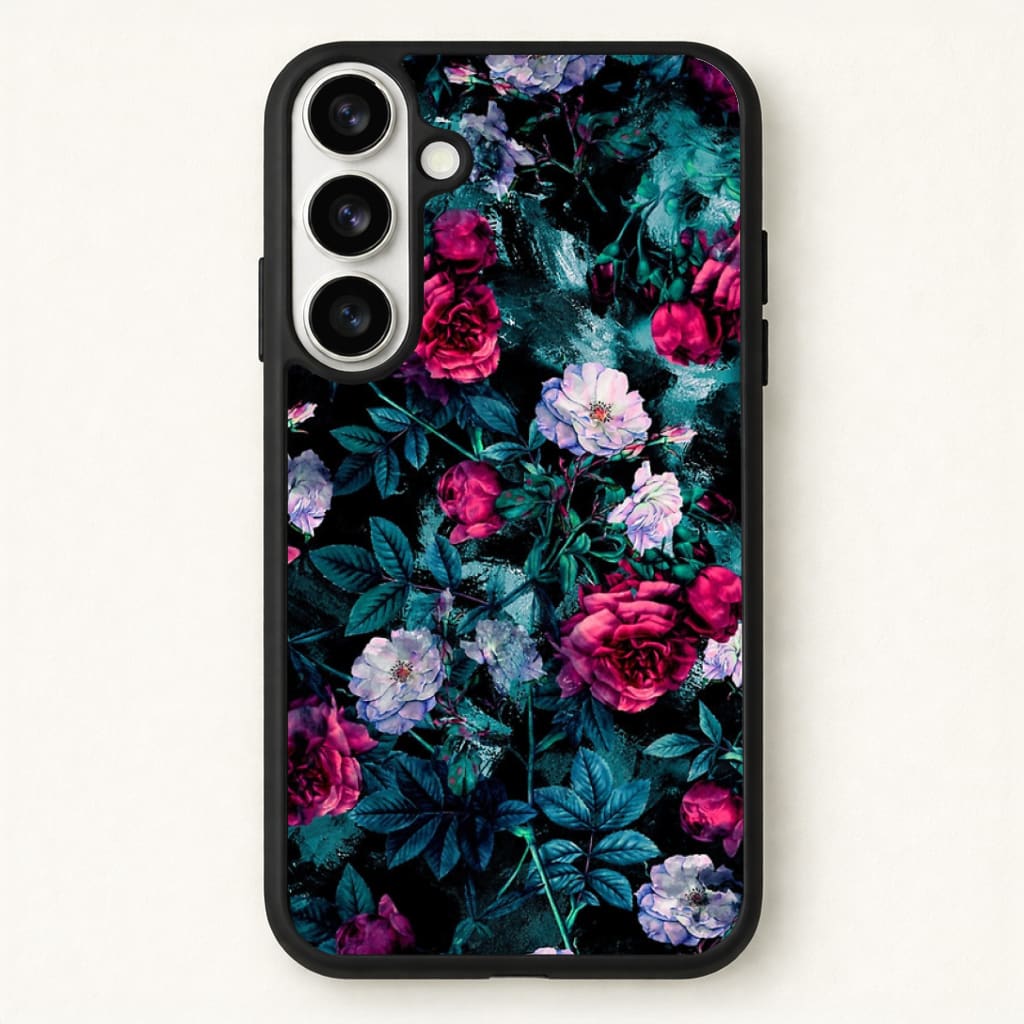 Black Floral Pattern Phone Case for Galaxy S26