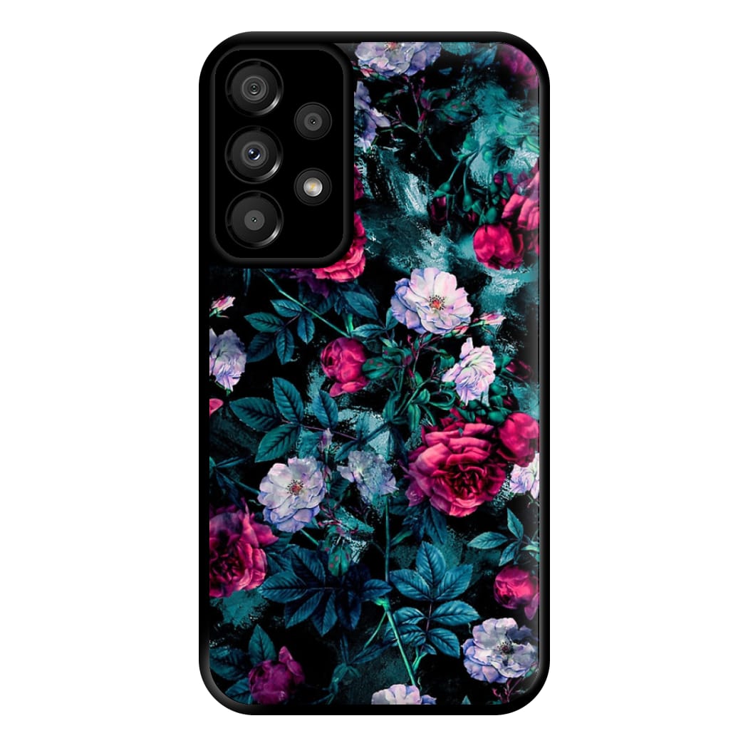 Black Floral Pattern Phone Case for Galaxy A33